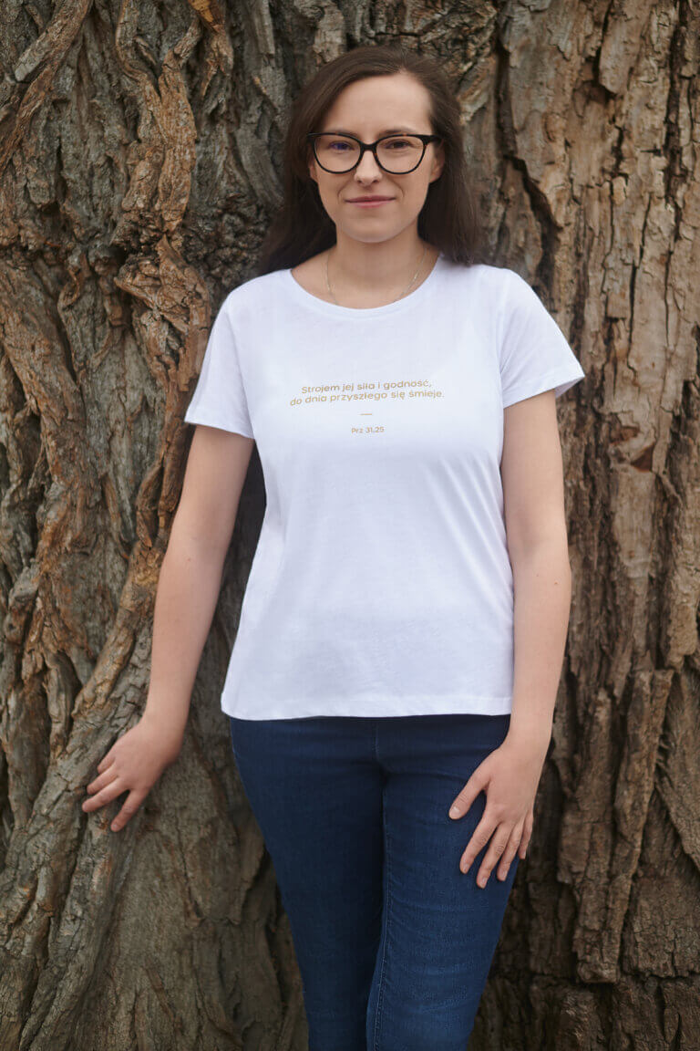 Koszulka "Strojem jej siła i godność" biała